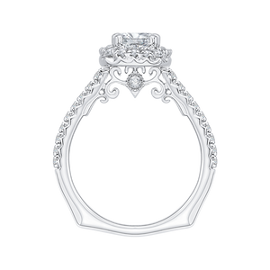 14K White Gold Cushion Halo Diamond Engagement Ring (Semi Mount)