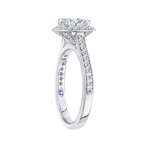 14K White Gold Cushion Diamond Halo Engagement Ring (Semi Mount)