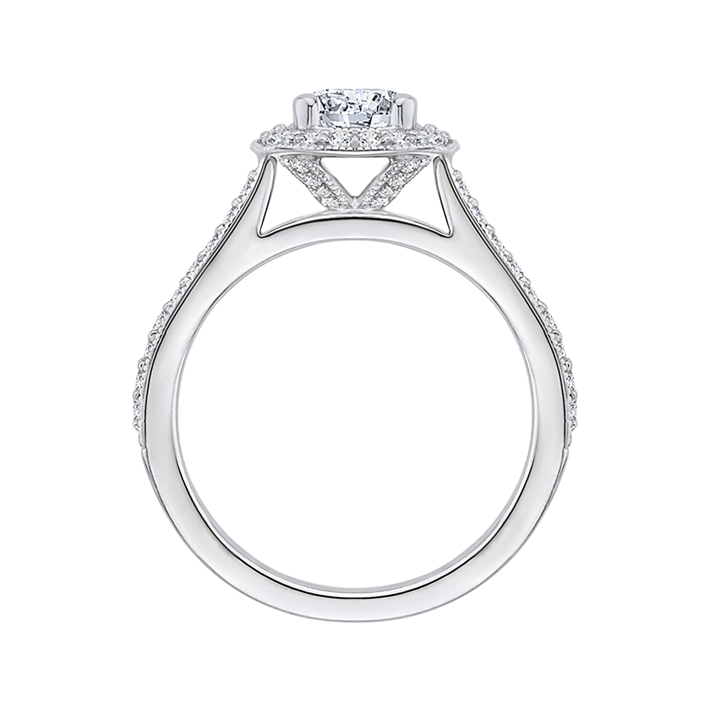 14K White Gold Cushion Diamond Halo Engagement Ring (Semi Mount)