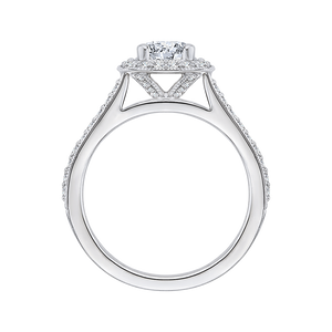 14K White Gold Cushion Diamond Halo Engagement Ring (Semi Mount)