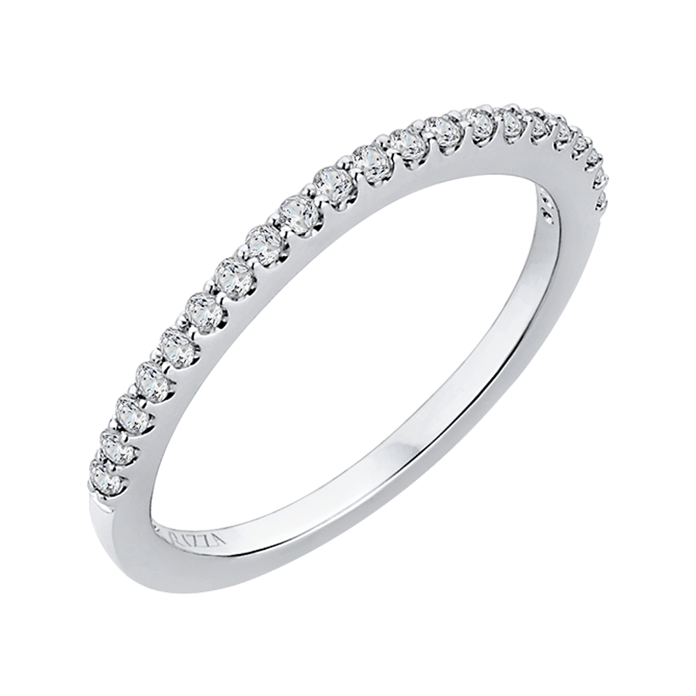 14K White Gold Round Diamond Half Eternity Wedding Band