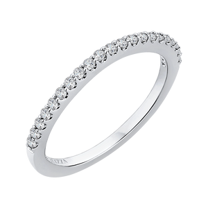 14K White Gold Round Diamond Half Eternity Wedding Band