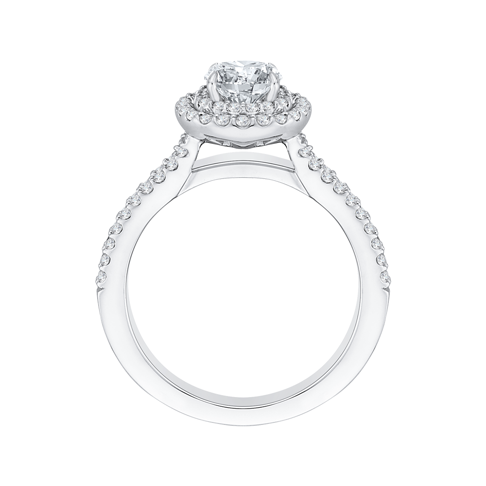 Cushion Diamond Double Halo Cathedral Style Engagement Ring In 14K White Gold (Semi Mount)