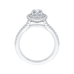 Cushion Diamond Double Halo Cathedral Style Engagement Ring In 14K White Gold (Semi Mount)