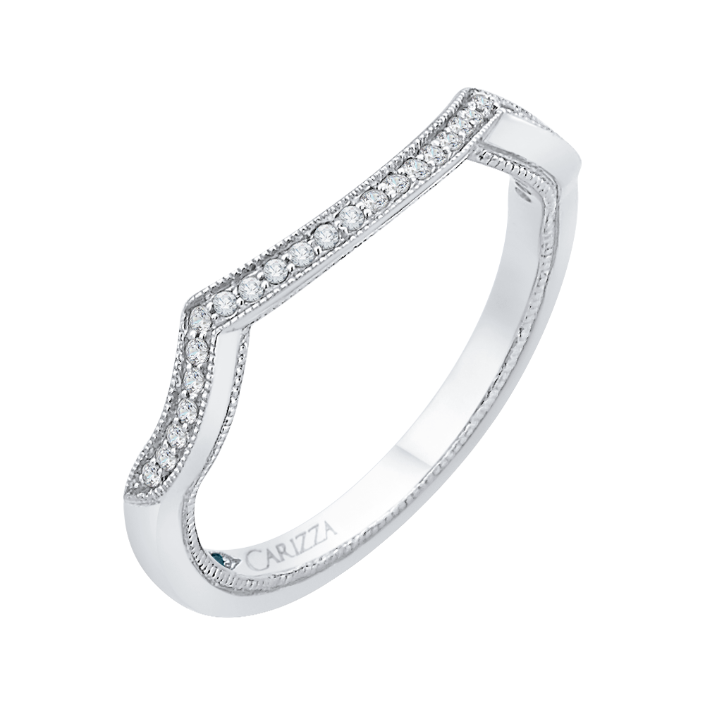 14K White Gold Round Diamond Half Eternity Wedding Band