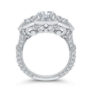 14K White Gold Cushion Diamond Halo Engagement Ring (Semi Mount)