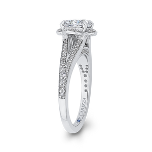 Cushion Diamond Cathedral Style Engagement Ring In 14K White Gold (Semi Mount)