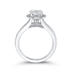 Cushion Diamond Cathedral Style Engagement Ring In 14K White Gold (Semi Mount)