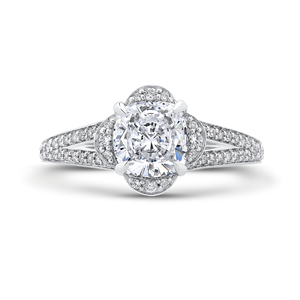 CAU0244EH-37W-1.50 Bridal Jewelry Carizza White Gold Cushion Cut Diamond Engagement Rings