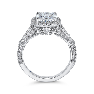 14K White Gold Cushion Diamond Halo Engagement Ring with Split Shank (Semi Mount)