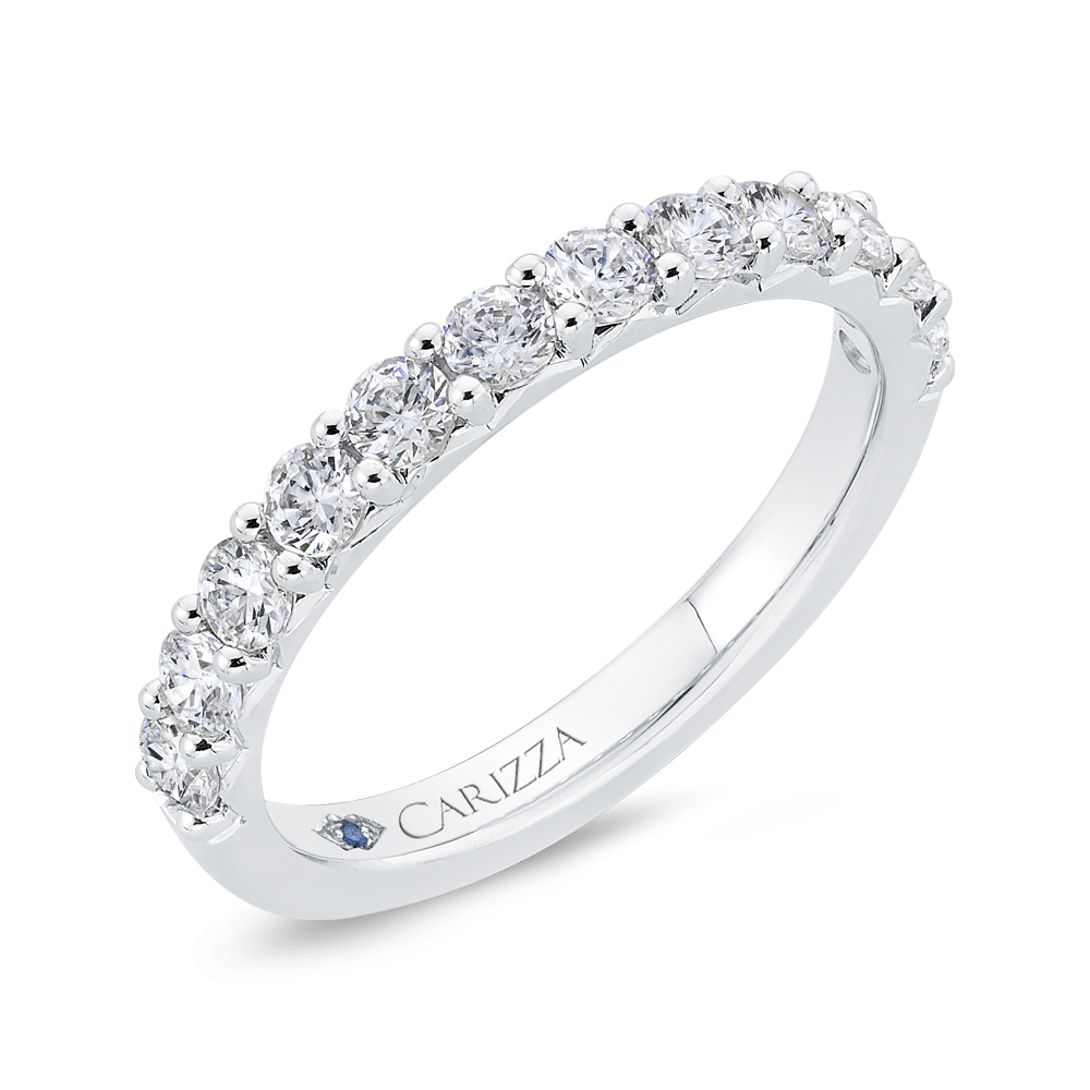 Round Diamond Half Eternity Wedding Band In 14K White Gold