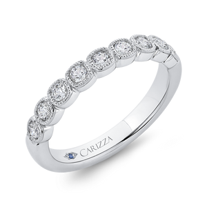 Round Half Eternity Diamond Wedding Band In 14K White Gold