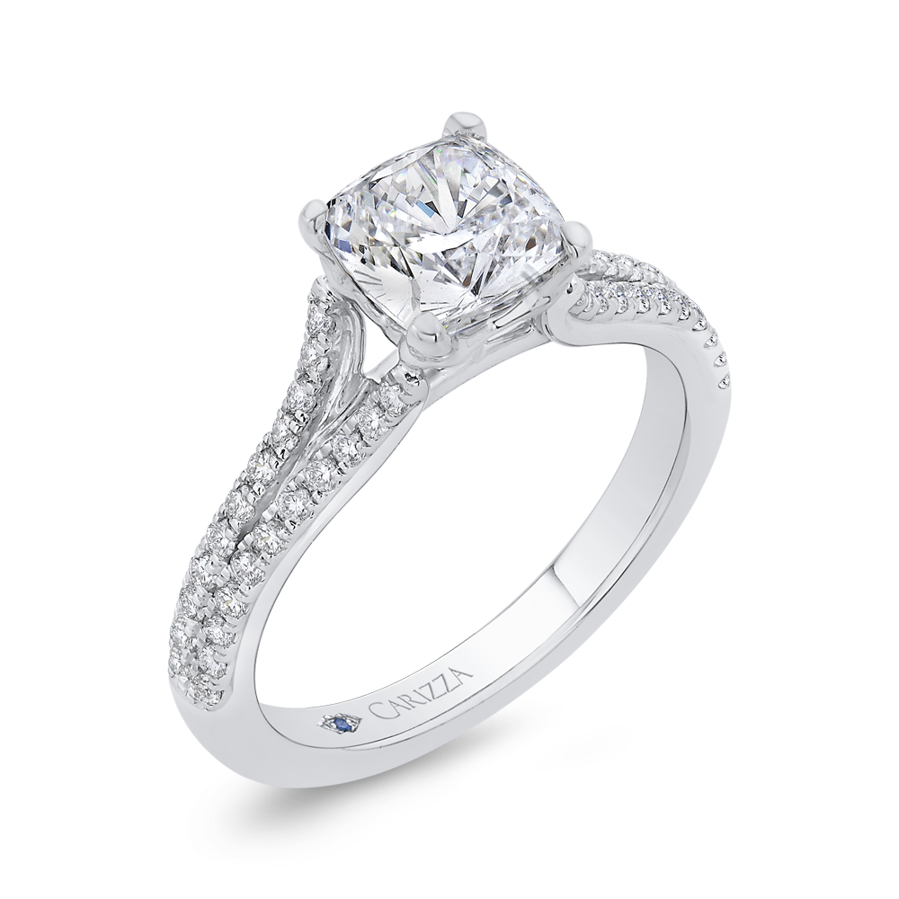 14K White Gold Diamond Engagement Ring (Semi-Mount)