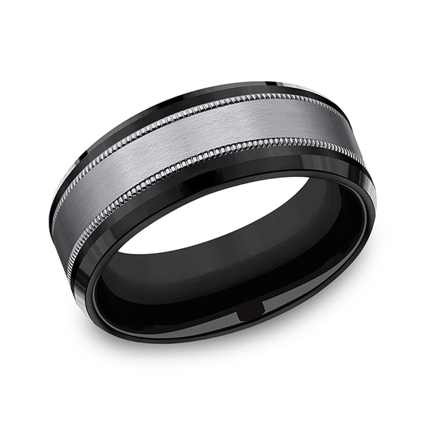 tantalum and black titanium comfort-fit design wedding band