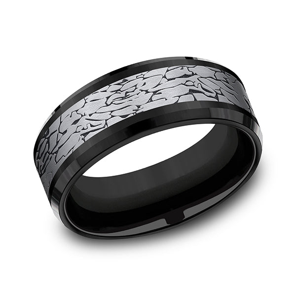 tantalum and black titanium comfort-fit design wedding band