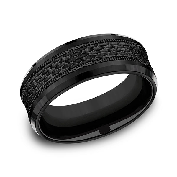 black titanium comfort-fit design wedding band