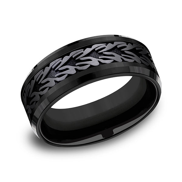 black titanium comfort-fit design wedding band