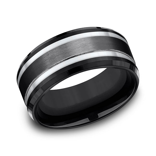 black titanium comfort-fit design wedding band