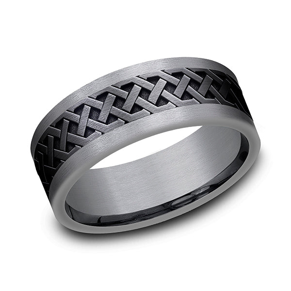 tantalum and black titanium comfort-fit design wedding band