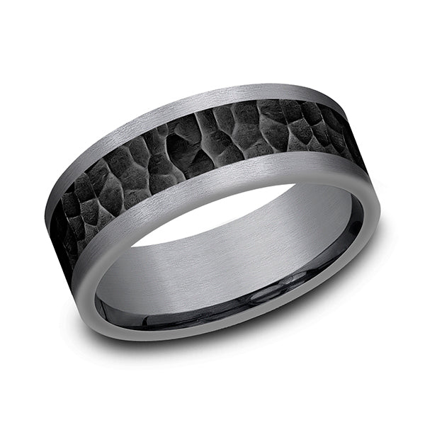 tantalum and black titanium comfort-fit design wedding band