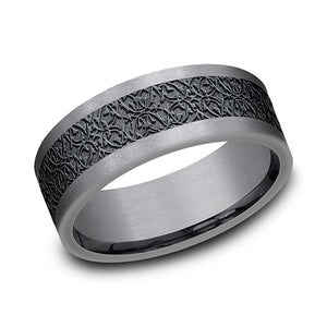 tantalum and black titanium comfort-fit design wedding band