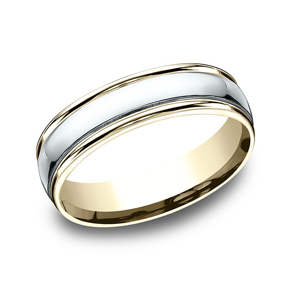 two tone comfort-fit design wedding band