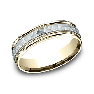 two tone comfort-fit design wedding band