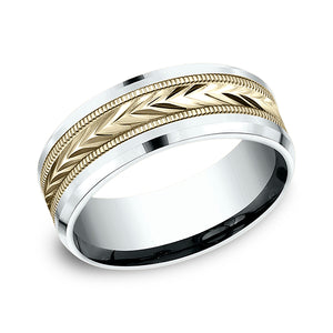 two-tone comfort-fit design wedding band