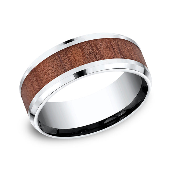 cobalt and rosewood comfort-fit design wedding band