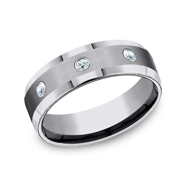 tungsten comfort-fit design diamond wedding band