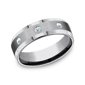 tungsten comfort-fit design diamond wedding band