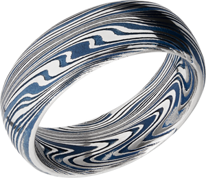 lashbrook cerakote marble damascus steel 8mm domed band d8dbmarble+polish+ridgewayblueall