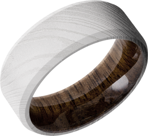 lashbrook hw damascus steel 8mm beveled band hwsleeved8b_walnut+bead