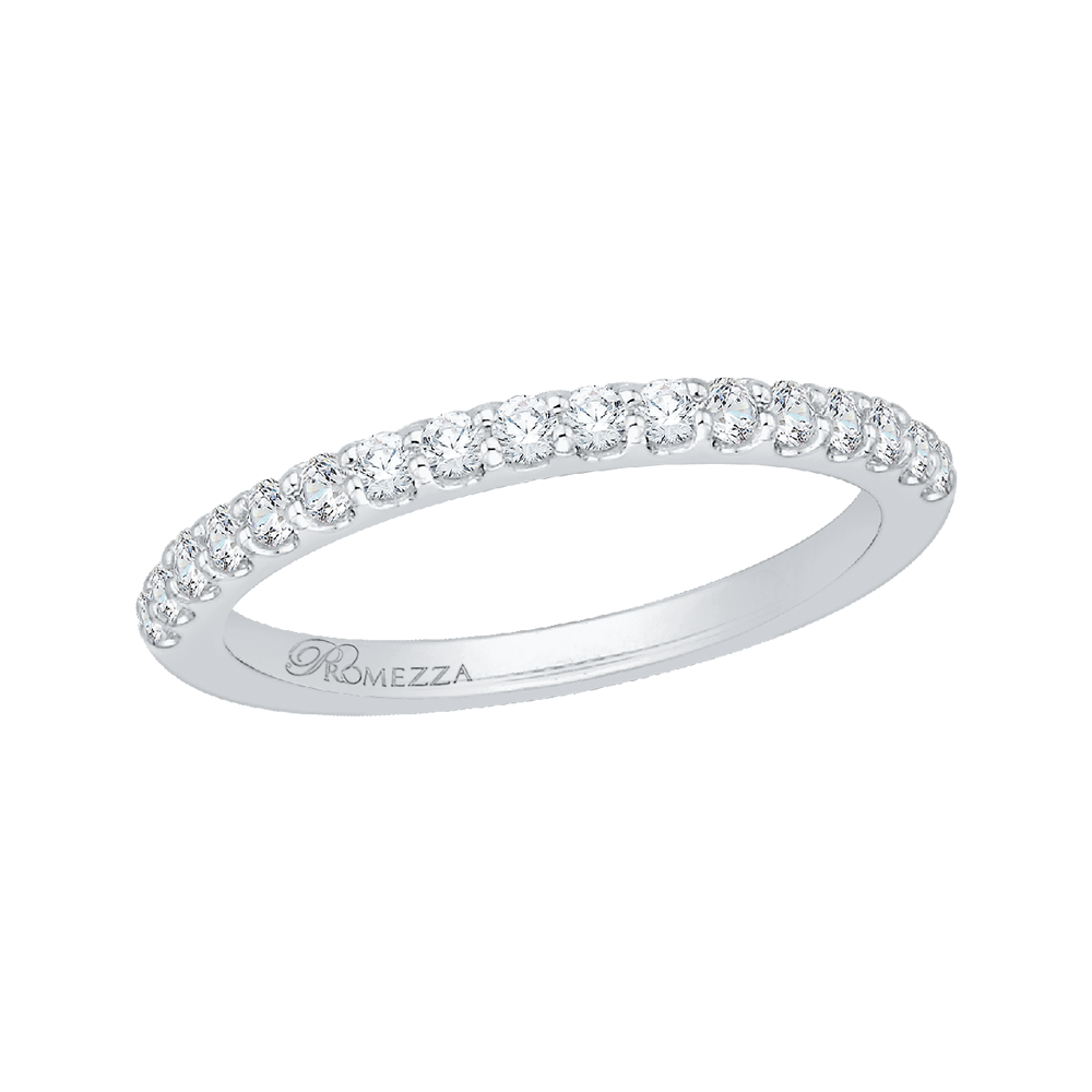 14K White Gold Round Diamond Half Eternity Wedding Band