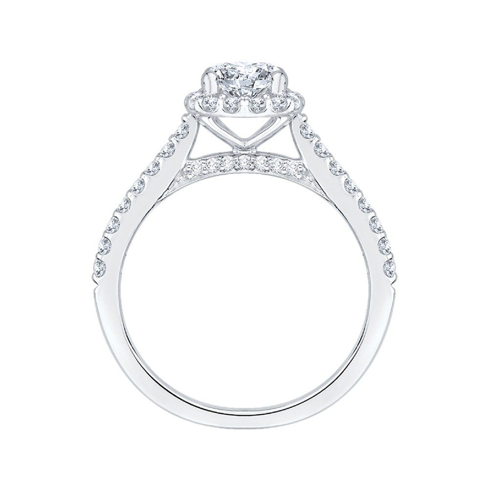 14K White Gold Round Diamond Halo Engagement Ring