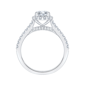 14K White Gold Round Diamond Halo Engagement Ring