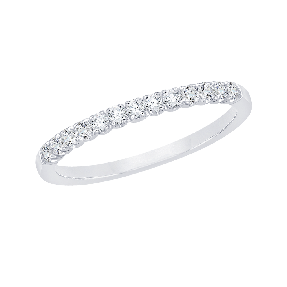 14K White Gold Round Diamond Wedding Band