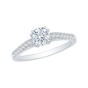 14K White Gold Round Diamond Cathedral Style Engagement Ring