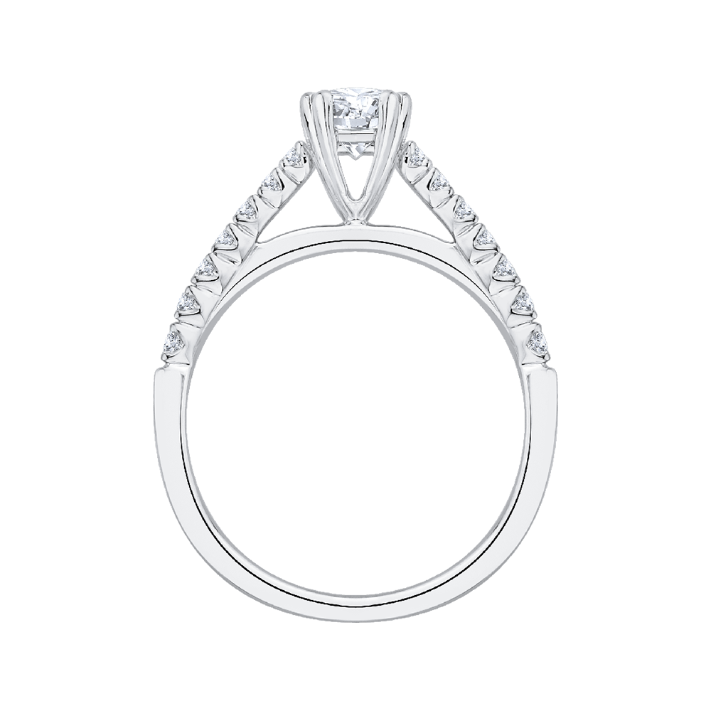 14K White Gold Round Diamond Cathedral Style Engagement Ring