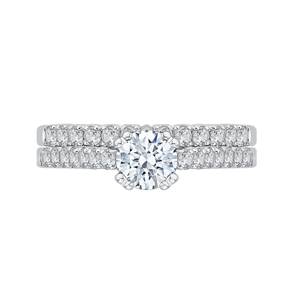 14K White Gold Round Diamond Cathedral Style Engagement Ring