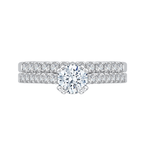 14K White Gold Round Diamond Cathedral Style Engagement Ring