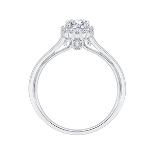 14K White Gold Round Cut Diamond Halo Engagement Ring