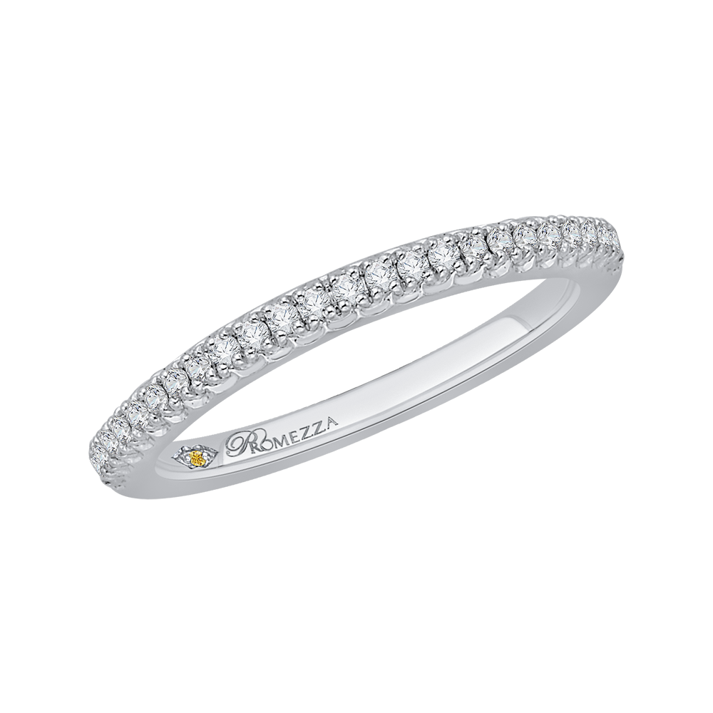 14K White Gold Round Diamond Half Eternity Wedding Band