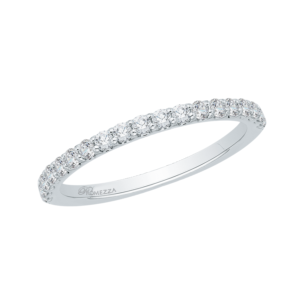 Round Diamond Half Eternity Wedding Band In 14K White Gold