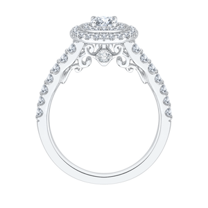 Double Halo Round Cut Diamond Engagement Ring In 14K White Gold