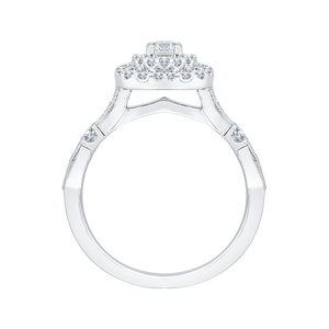 14K White Gold Round Diamond Double Halo Engagement Ring