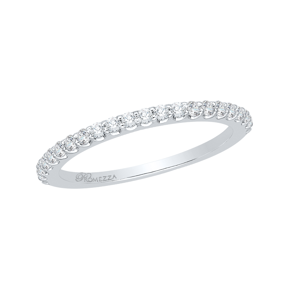 14K White Gold Round Diamond Half Eternity Wedding Band