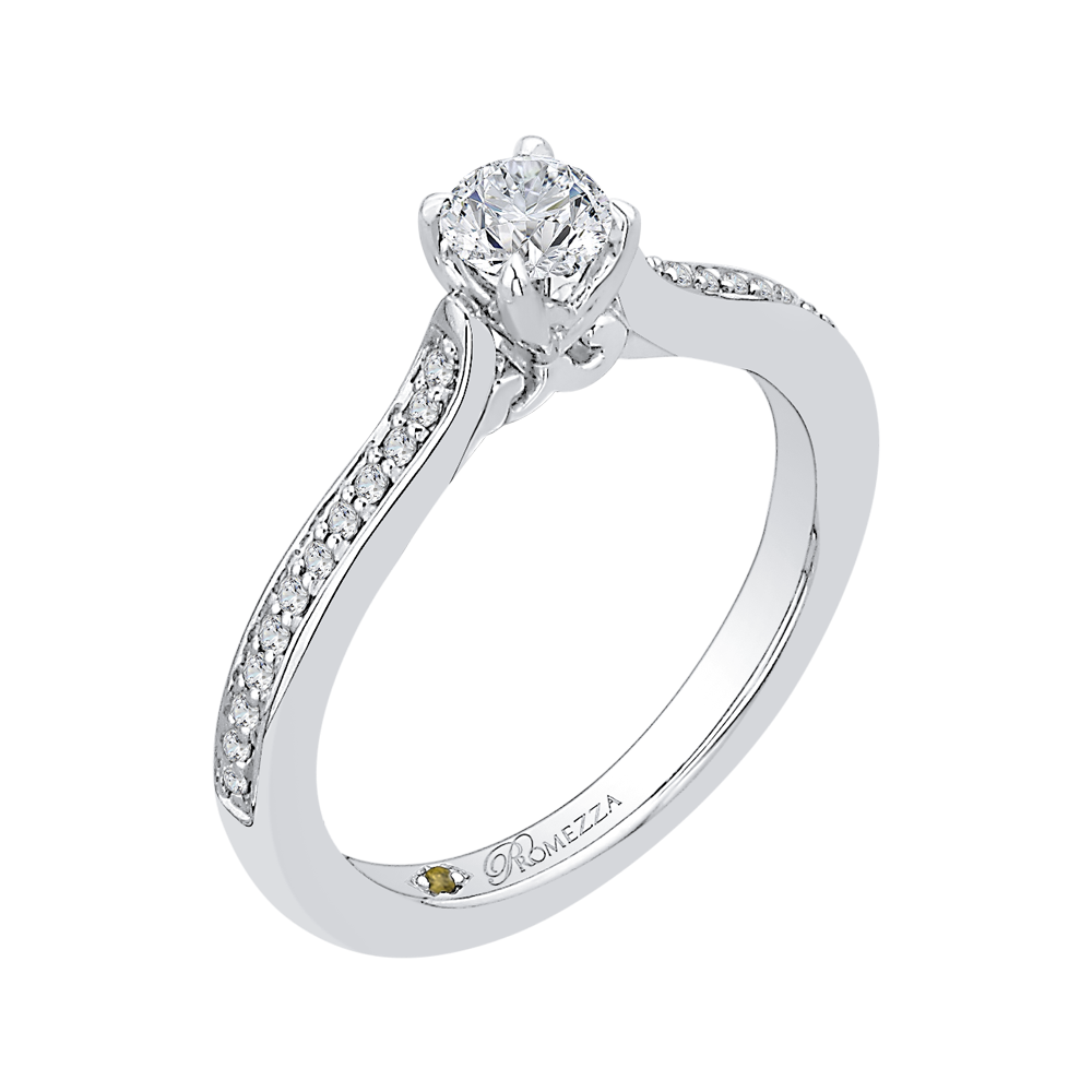 14K White Gold Round Cut Diamond Engagement Ring