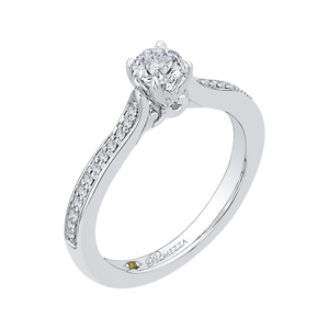 14K White Gold Round Cut Diamond Engagement Ring