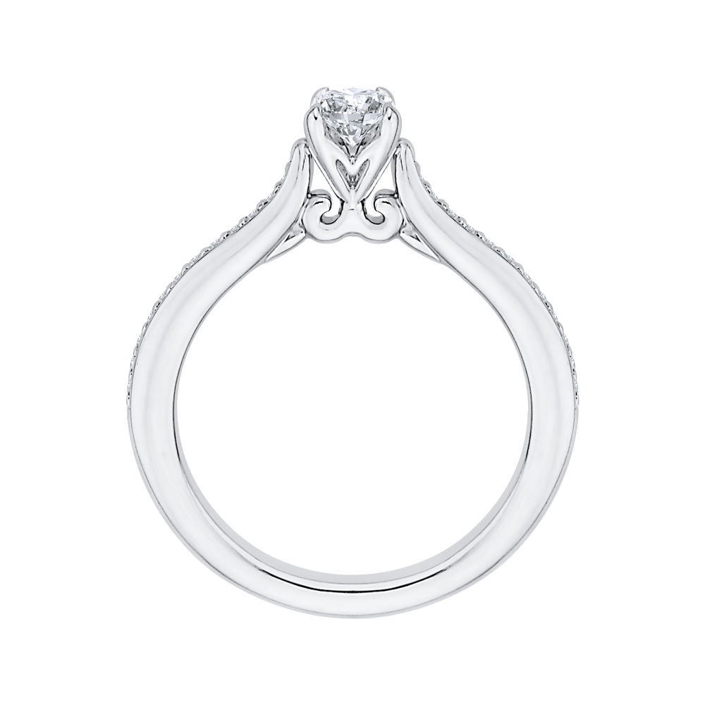 14K White Gold Round Cut Diamond Engagement Ring